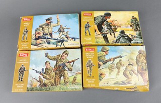 Airfix, 4 boxes of Military Series figures including German Infantry, Africa Corps, British Commandos and British Eighth Army  