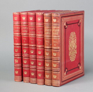 Five volumes "Picturesque Views, Country Seats of Noble Gentleman of Great Britain and Ireland" published by William Mackenzie, leather bound 