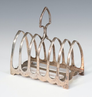 An Edwardian silver 7 bar arched silver toast rack Sheffield 1910 249 grams, 14cm 