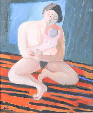 **Anthea Craigmyle (1933-2016), oil on canvas entitled "The New Baby" monogrammed with label on verso and original private view leaflet, with New Grafton label on reverse 29cm x 24cm **Please note: Artists Re-sale Rights may be payable on this lot