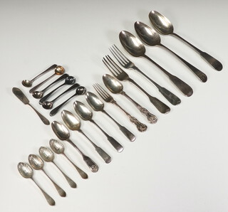 A Victorian silver fork Edinburgh 1844, minor silver cutlery, 525 grams 