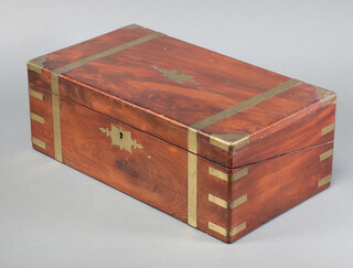 A 19th Century mahogany brass banded writing slope with hinged lid 16cm x 45cm x 25cm 