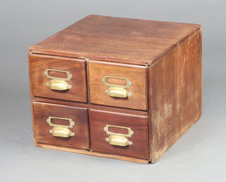 A 19th Century mahogany 4 drawer card index chest with brass handles 30cm h x 38cm w x 39cm (contact marks in places)
