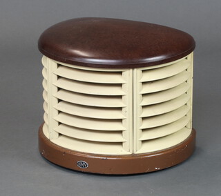 A brown and yellow Bakelite HMV beehive heater converted for use as a lamp 28cm h x 33cm w x 24cm d  