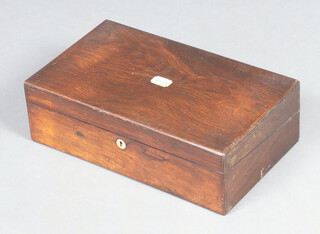 A Victorian rectangular rosewood writing slope with inlaid panel to the top and escutcheon, interior fitted 2 inkwells 12cm h x 40cm w x 24cm d 