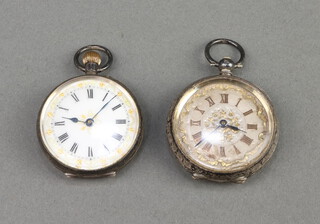 Two ladies silver fob watches 