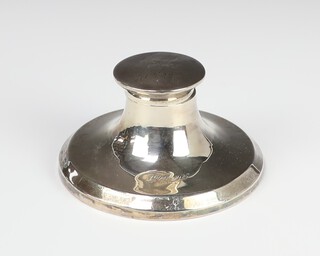 A silver capstan inkwell engraved with monogram Birmingham 1924 8.5cm 