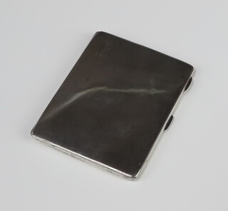 A rectangular silver cigarette case with engraved monogram Birmingham 1913, gross weight 139 grams 