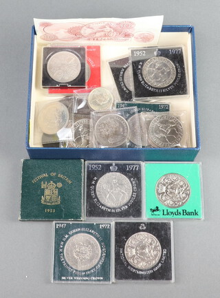 A ten shilling bank note and minor commemorative crowns and coins 