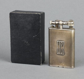 An Art Deco silver Dunhill cigarette lighter London 1934 6cm, in original wooden box (a/f) 