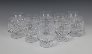 A set of 11 cut glass brandy glasses (1 a/f)