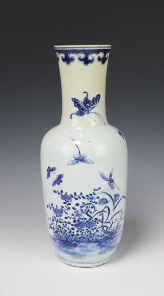 A 19th Century Chinese oviform vase decorated with insects amongst flowers 32cm 