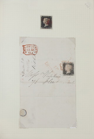 Great Britain 1840 1d black used stamp and used on cover, 1842 Mulready 1d letter sheet used, 1d red plates including 225 used, several covers and an 1877 one pound brown telegraph stamp used 