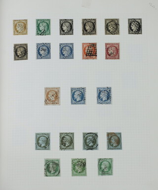 France Collection in 6 albums used stamps from 1849 with 15c green, 1 Fr. carmine, 1869 5Fr. grey, 1936 Air 50 Fr. green and 50 Fr. ultramarine, charity stamps, mint from