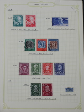 German used collection of stamps with German states - Baden, Bavaria, 1872 Eagles - 18 Kr., 1900 5 Mk. Reichspost, 1912 Airmail cards, 1928-33 Zeppelin stamps, West Germany, West Berlin, East Germany in 8 albums 