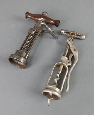 A 19th Century French single lever corkscrew marked J H D Pose "Le Presto" together with a Lunds Patent London Rack Corkscrew (brush missing and worm broken) 