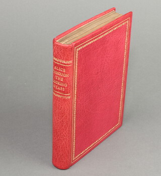 Carroll Lewis, "Alice Through the Looking Glass and What She Found There", red morocco boards with tooled gilt, illustrated by John Tenniel 16mo, fortieth thousand impression London MacMillan 1877