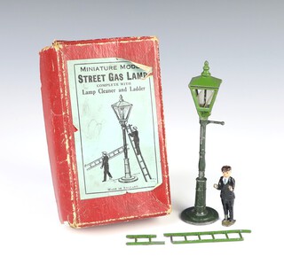 A John Hill & Co (Johillco) street gas lamp with lamp cleaner and ladder, boxed 