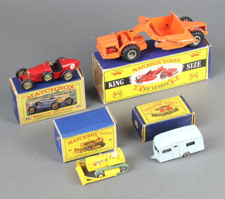 Matchbox, a collection of diecast model toys to include Caterpillar Bulldozer no.18, a Barclay Cavalier no.23, King Size Allis-Chalmers earth remover no.K6, a Model of Yesteryear Bugatti Type 35 no.Y6