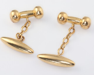 A pair of yellow metal 18ct cufflinks 7.5 grams 