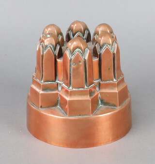 A.F.Leale of London, a 19th Century circular copper jelly mould 12cm x 14cm, marked 392 