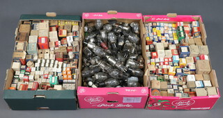 A collection of unboxed valves contained in a fruit box together with 2 fruit boxes of boxed valves - RCA, etc 