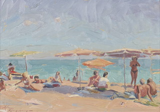 **Alan Kingsberry, born 1960, oil on board "Pieno Sole" inscribed on verso with label 23cm x 34cm **Please note: Artists Re-sale Rights may be payable on this lot 