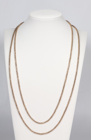 A yellow metal necklace with 9ct clasp, 110cm, 24.9 grams 