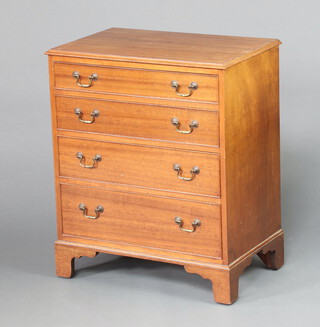 A Georgian style mahogany chest of 4 long graduated drawers, raised on bracket feet 75cm h x 63cm w x 40cm d 