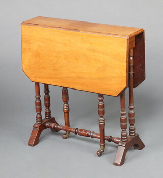 A Victorian bleached mahogany Sutherland table raised on turned supports 63cm h x 60cm w x 15cm 