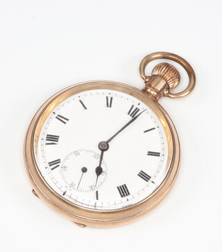 A gentleman's gold plated mechanical pocket watch contained in a 50mm case 