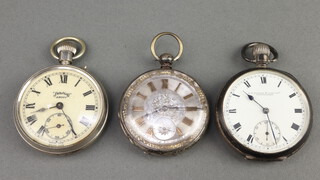 A silver mechanical pocket watch Birmingham 1919, 2 others 