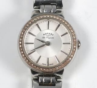 A lady's steel cased Rotary Les Originels wristwatch on a steel bracelet 