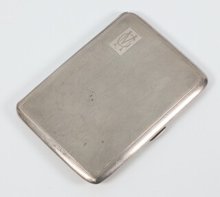 An Art Deco silver engine turned cigarette case Birmingham 1939, gross weight 136 grams 