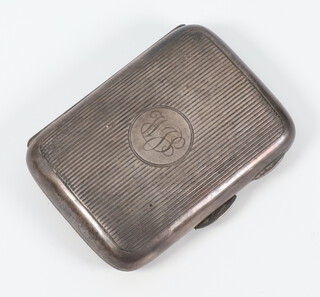 An Edwardian silver cigarette case with engraved monogram Chester 1900 94 grams gross 