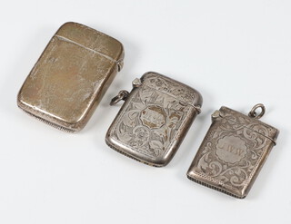 A Victorian silver vesta Birmingham 1893 and 2 others 