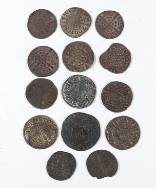 A Henry III shore cross 1 penny, clipped, 1.4 grams and Edward III penny hammered 1.3 grams and 12 other hammered coins 