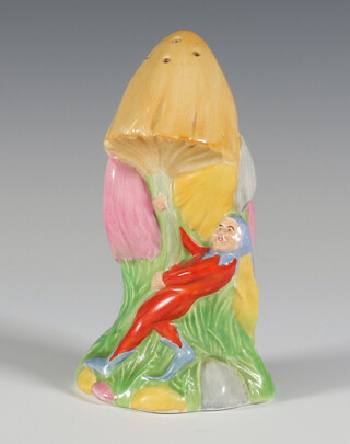 An Art Deco Royal Winton Grimwades sugar shaker in the form of an elf beneath a toadstool 13cm 