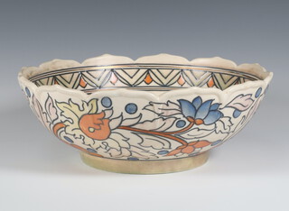 A Charlotte Rhead bowl decorated with stylised flowers S983 25cm 