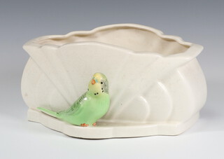 A Falconware Art Deco vase decorated with Budgerigars 11cm 