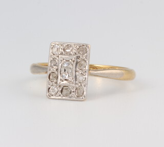 A yellow metal 18ct diamond cocktail ring size L, 2.6 grams 