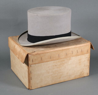 Christie, a gentleman's grey top hat, size 7 1/4, complete with box 