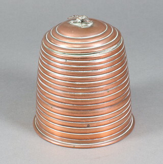 Kennith Turner, a copper honeypot in the form of a beehive with bee finial 12cm h x 11cm diam. 