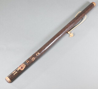 A William IV turned and painted stave/truncheon marked II WR 29, 68cm