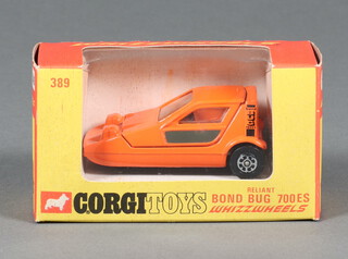 A Corgi Toys Whiz Wheels Reliant Bond Bug 700 ES. no.389 in orange, in original box with original inserts 