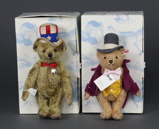 A Steiff 2016 North American limited edition bear no.374 of 1500 "Uncle Sam" 31cm boxed and with certificate and 1 other exclusive for UK, Ireland and USA Roald Dahl's Willy Wonka no.1916 of 2016  28cm, boxed and with certificate 