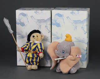 A Steiff limited edition  bear The Swiss Guardsman   no. 00121 of 1500 25cm boxed and 1 other Dumbo no. 1036 of 2000 20cm, boxed and with certificate   