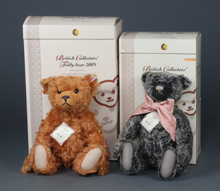 A Steiff British Collectors teddy bear 2007 Old Black Bear limited edition no. 242 of 3000, 40cm, boxed and with certificate and 1 other 2005 Golden-Apricot no. 1077 of 4000, 40cm, boxed and with certificate 