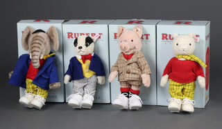 Four Steiff limited edition  Rupert Classic bears  - Rupert Bear no. 2258 of 3000 28cm, Bill Badger no. 332 Edward Trunk no.00853 and Podgy Pig no. 407, all boxed and with certificates 