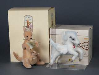 A Steiff Kanga and Roo figure boxed (no certificate), a Steiff limited edition Pegasus bear no.699 of 1000 28cm, boxed and with certificate 